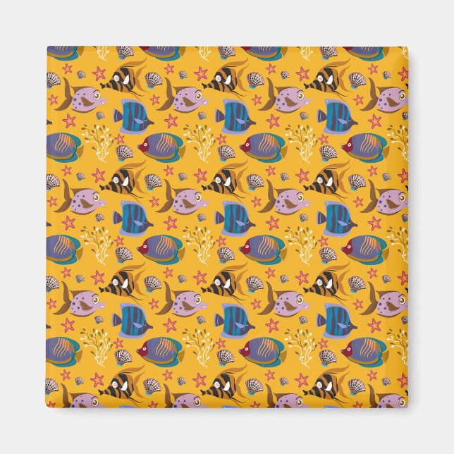 Aquatic animals pattern | ocean underwater life 6 magnet (Front)