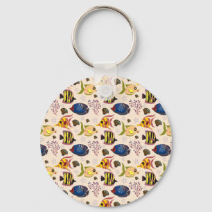 Aquatic animals pattern   ocean underwater life 7 keychain
