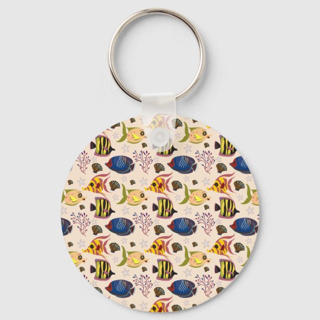 Aquatic animals pattern | ocean underwater life 7 keychain (Front)