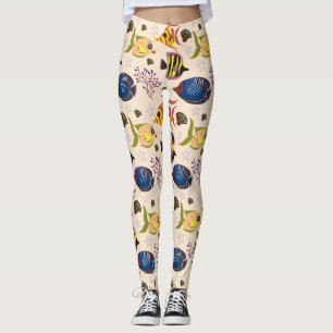 Aquatic animals pattern   ocean underwater life 7 leggings