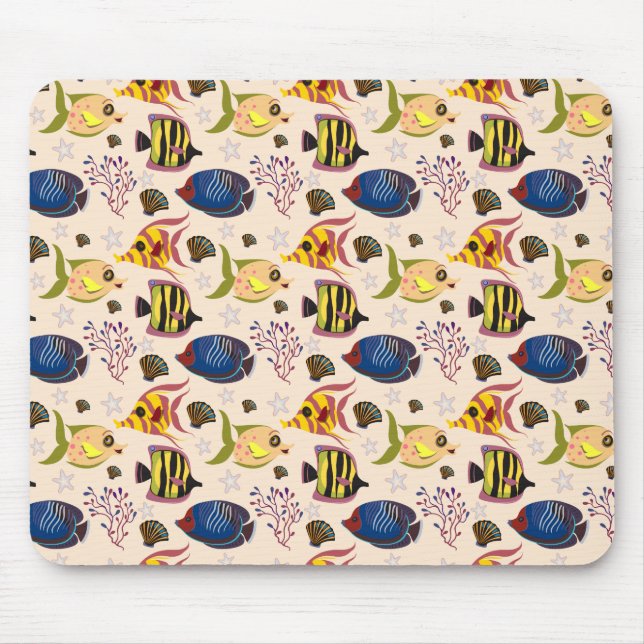 Aquatic animals pattern | ocean underwater life 7 mouse pad (Front)