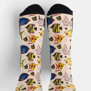 Aquatic animals pattern   ocean underwater life 7  socks