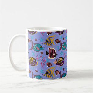 Aquatic animals pattern   ocean underwater life 8 coffee mug