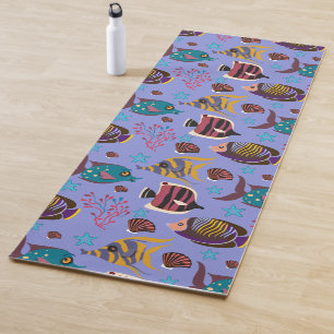 Aquatic animals pattern ocean underwater life 8 yoga mat