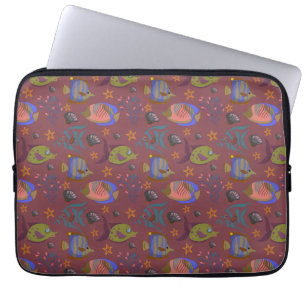 Aquatic animals pattern ocean underwater life 9 laptop sleeve