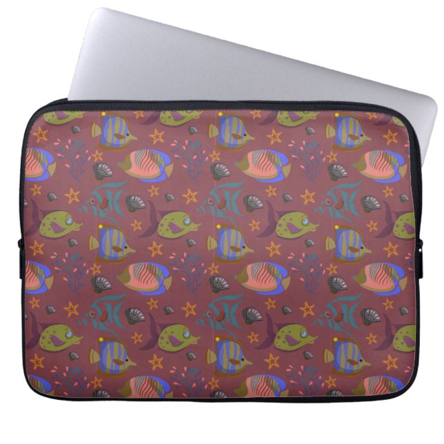 Aquatic animals pattern | ocean underwater life 9 laptop sleeve (Front)