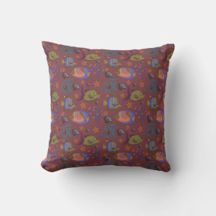 Aquatic animals pattern   ocean underwater life 9 throw pillow