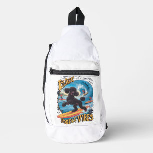 Aquatic Black Poodle: Surfing the Big Wave Sling Bag