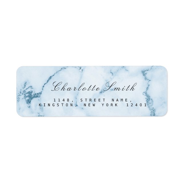 Aquatic Blue Grey Marble Return Address Labels (Front)