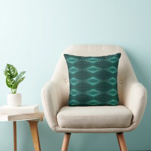 Aquatic Colors In Angled Watercolor Paint Stripes Throw Pillow