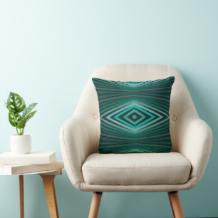 Aquatic Colours In Angled Watercolor Paint Stripes Throw Pillow