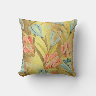Aquatic Crocus Lila Gold Shiny Orchidea Flowers Throw Pillow