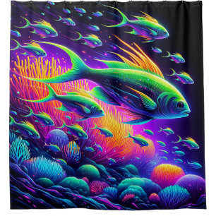 “Aquatic Dance: Neon Serenity Curtain”