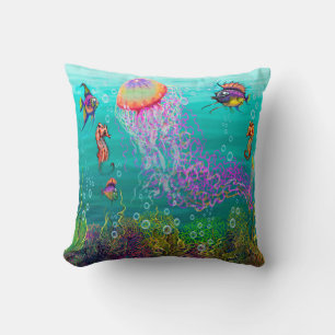 Aquatic Fantasy Throw Pillow