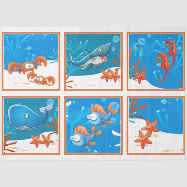 Aquatic Fish Decoupage Set Tissue Paper (Front)