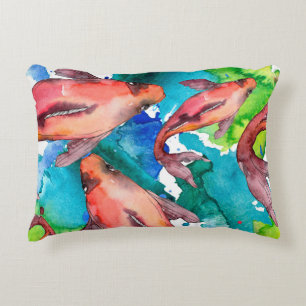 Aquatic fish set. Red sea and exotic fishes inside Accent Pillow
