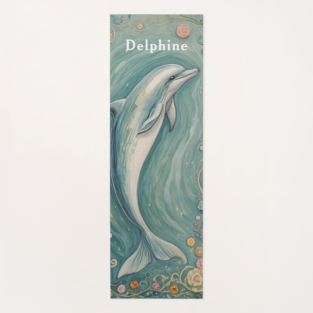 Aquatic Grace: The Dolphin's Dance Yoga Mat (Front)