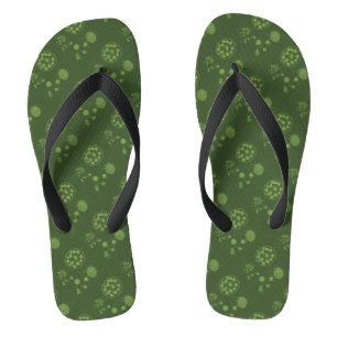 Aquatic Green Algae Dot Pattern Flip Flops