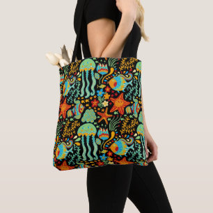 Aquatic Life Cartoon Style Tote Bag