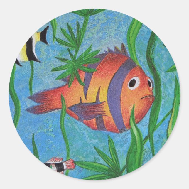 aquatic life classic round sticker (Front)