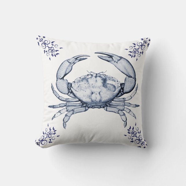 Aquatic Life Delftware ~ Stone Crab Cushions (Front)