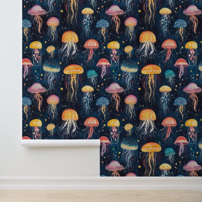 Aquatic Life Sea Creature Jellyfish Chalk Drawing Wallpaper (Application)
