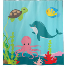 Aquatic Ocean Life Shower Curtain