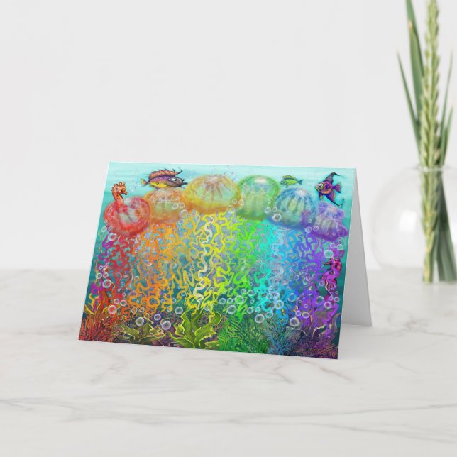 Aquatic Rainbow Jellyfish Card (Front)