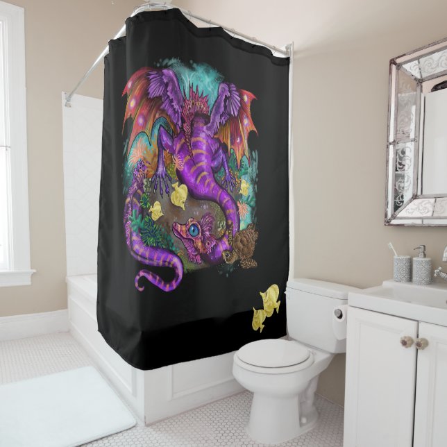 Aquatic Sea Dragon Shower Curtain (In Situ)