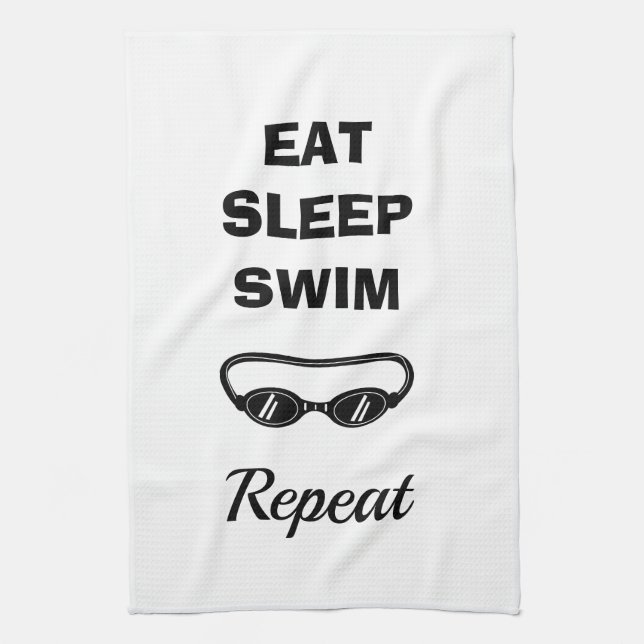 Aquatic sports swimming goggles funny quote kitchen towel (Vertical)