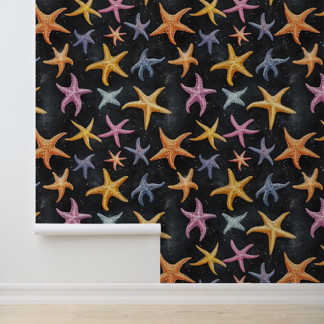 Aquatic Starfish Sea Creature Drawing Pattern  Wallpaper (Application)