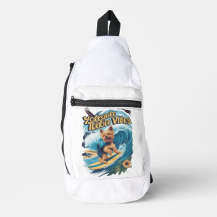 Aquatic Yorkshire Terrier Surfing the Wave Sling Bag