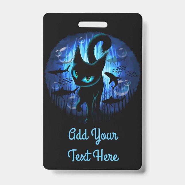 Aquaticat - Surreal Cat in Deep Ocean Fantasy Badge (Front)