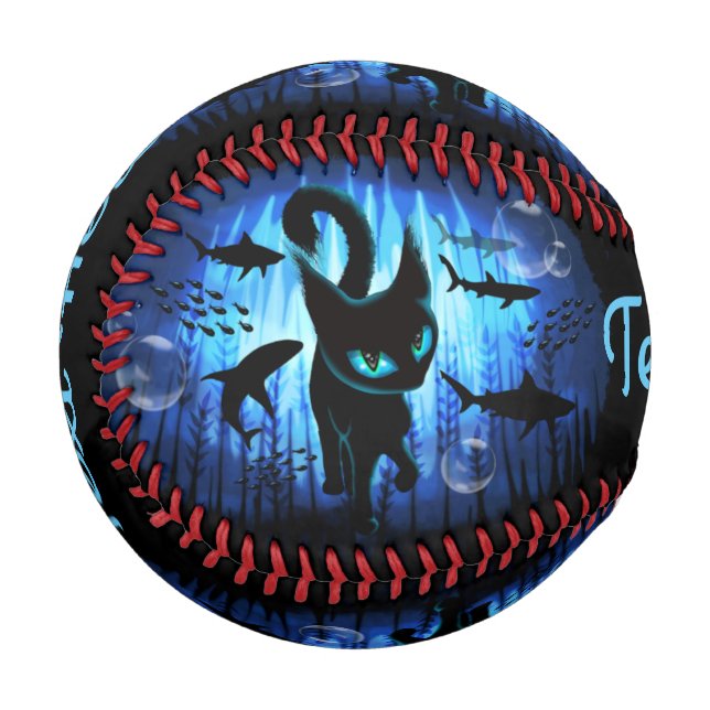 Aquaticat - Surreal Cat in Deep Ocean Fantasy Baseball (Front Left)