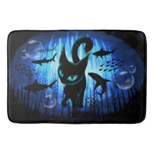 Aquaticat - Surreal Cat in Deep Ocean Fantasy Bath Mat