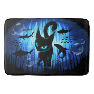 Aquaticat - Surreal Cat in Deep Ocean Fantasy Bath Mat
