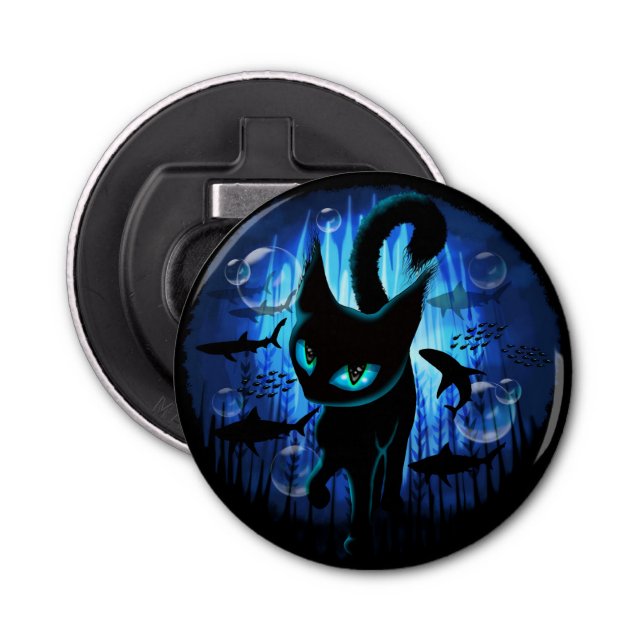 Aquaticat - Surreal Cat in Deep Ocean Fantasy Bottle Opener (Front)