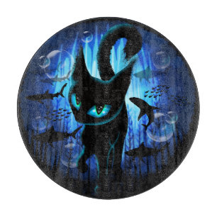 Aquaticat - Surreal Cat in Deep Ocean Fantasy Cutting Board
