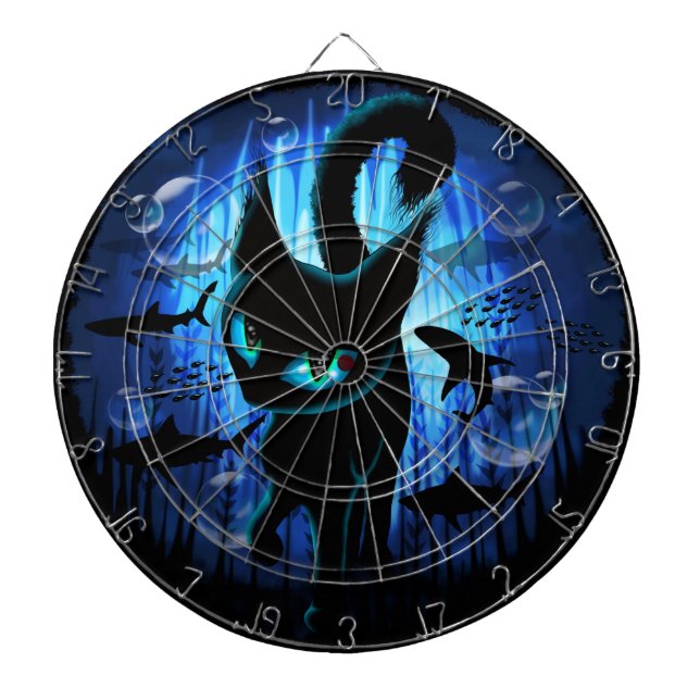 Aquaticat - Surreal Cat in Deep Ocean Fantasy Dartboard (Front)