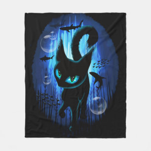 Aquaticat - Surreal Cat in Deep Ocean Fantasy Fleece Blanket