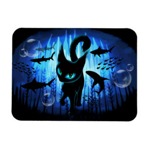 Aquaticat - Surreal Cat in Deep Ocean Fantasy Magnet