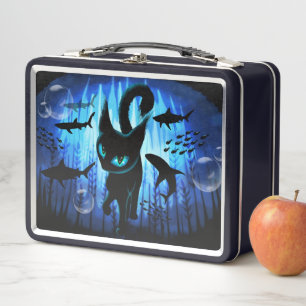 Aquaticat - Surreal Cat in Deep Ocean Fantasy Metal Lunch Box
