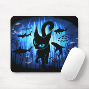Aquaticat - Surreal Cat in Deep Ocean Fantasy Mouse Pad