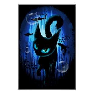 Aquaticat - Surreal Cat in Deep Ocean Fantasy Poster