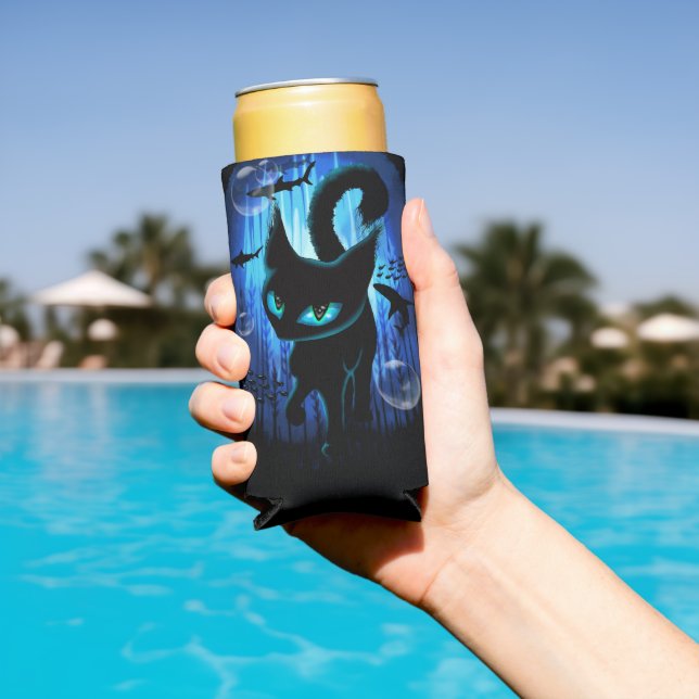 Aquaticat - Surreal Cat in Deep Ocean Fantasy Seltzer Can Cooler (In Situ Pool)