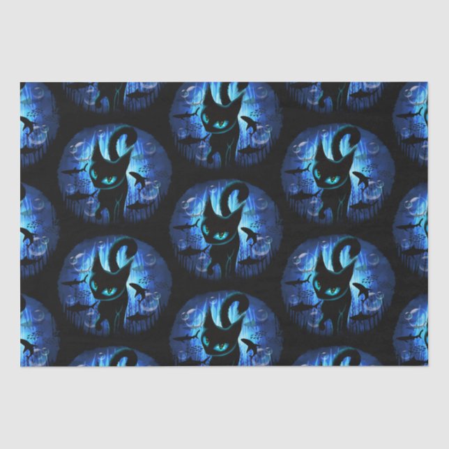 Aquaticat - Surreal Cat in Deep Ocean Fantasy Tissue Paper (Front)