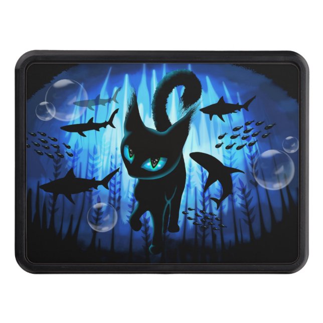 Aquaticat - Surreal Cat in Deep Ocean Fantasy Trailer Hitch Cover (Front)