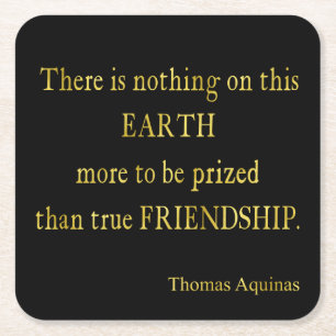 Aquinas Quote Friendship Faux Foil Inspirational Square Paper Coaster