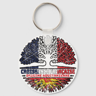 Aquitaine Aquitanian French France Tree Roots Flag Keychain