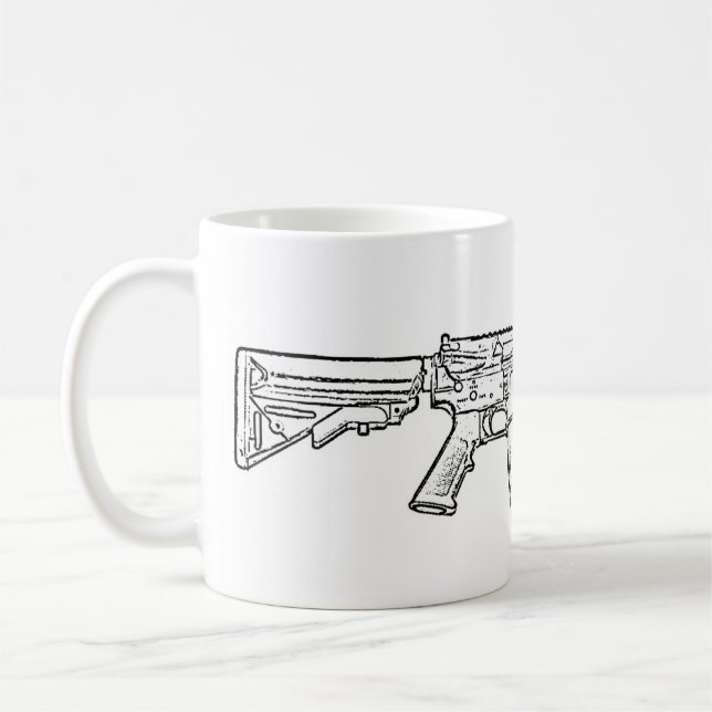 AR15 Flat Top with Quad Rail Coffee Mug (Left)